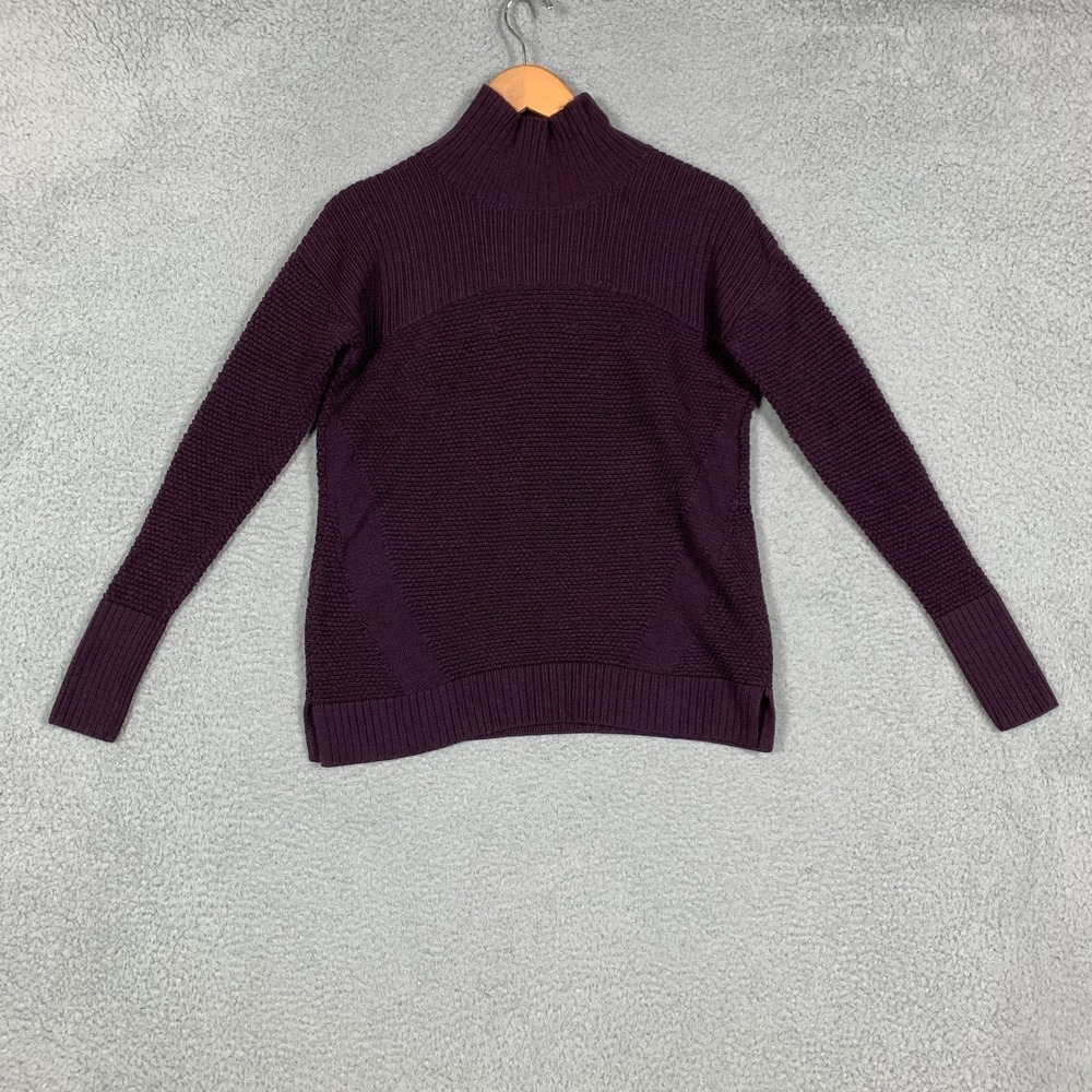 Lululemon‎ Warm & Restore Sweater Women's 6 Black Cherry Merino Wool Mock Neck